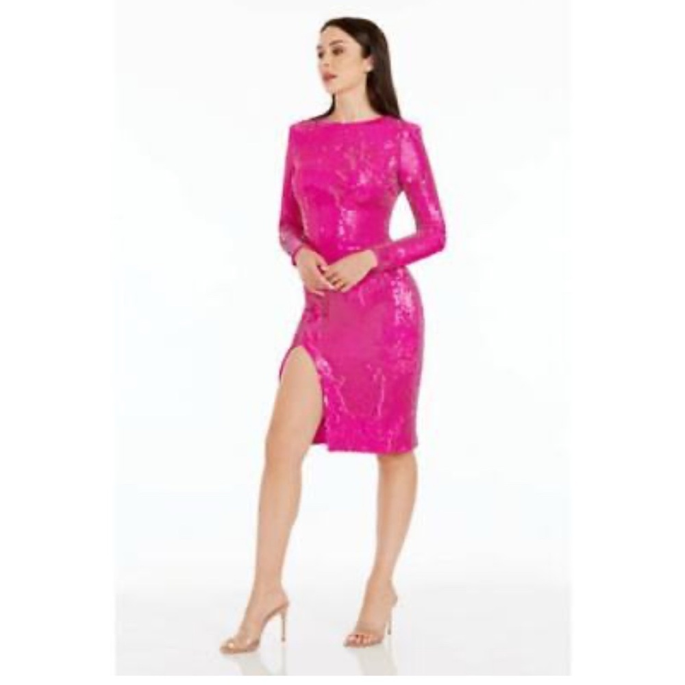 Dress the Population Pink Long Sleeve Bodycon Dress